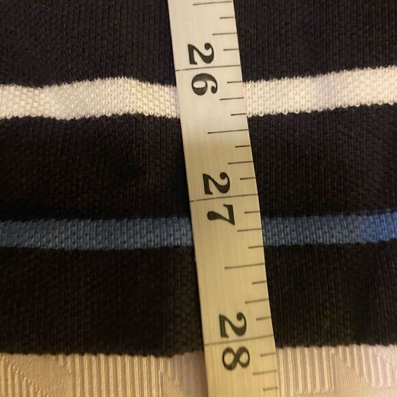 Lands End Navy White and Blue Striped Short Sleeve‎ Polo Sz L - Picture 6 of 10